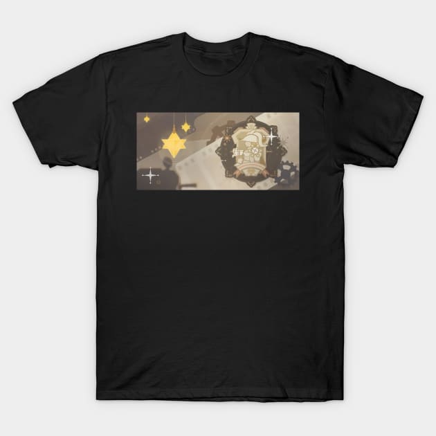 Travel Notes: Time Inscribed Genshin Impact Namecard T-Shirt by kazatodoesart